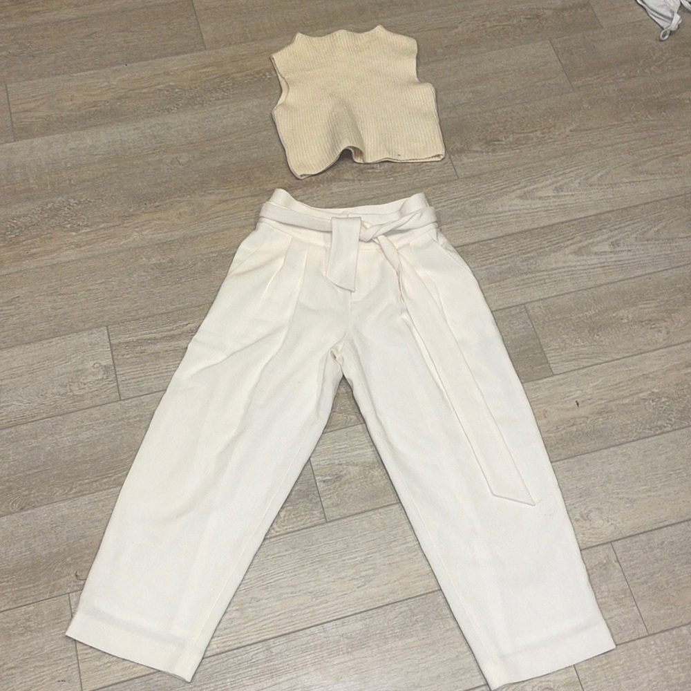 Club Monaco Cream Sleeveless Crop Top Wool XS House of CB zara